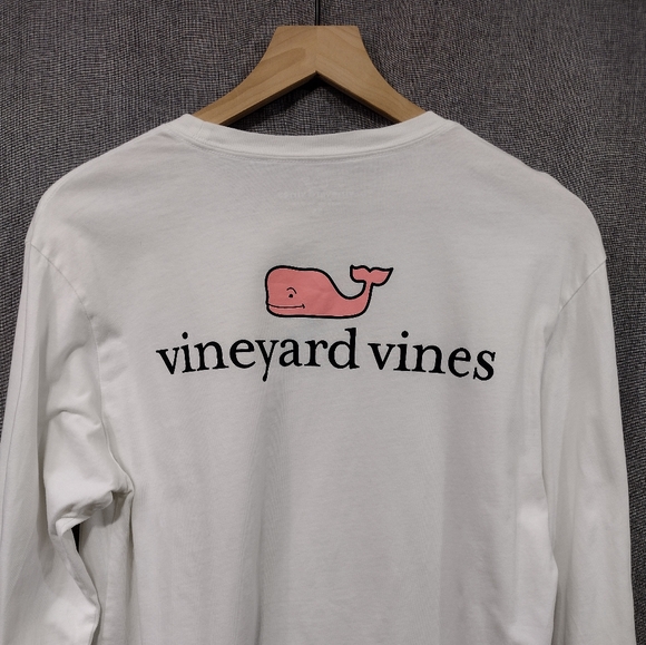 Vineyard Vines Long Sleeves Logo Shirt Men's XS White Pink Casual Comfy - Picture 7 of 9